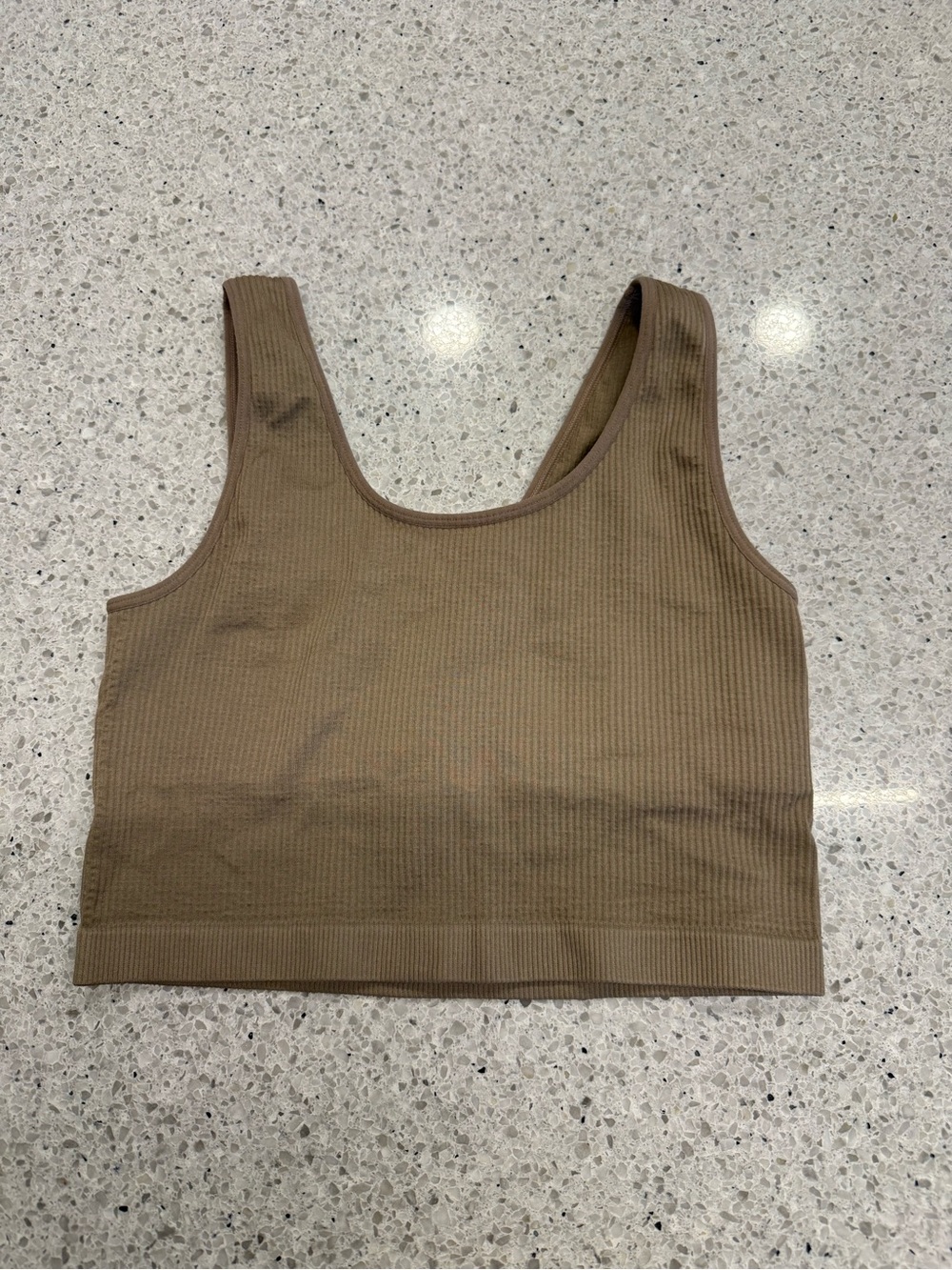 Forever 21 Ribbed Scoop Crop Tank - Brown